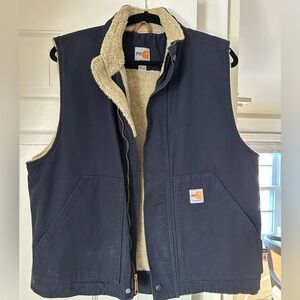 Warm Carhartt FR Men's Navy Sherpa-Lined Vest